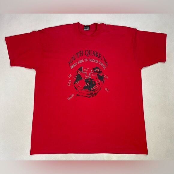 Fruit of the Loom Other - VINTAGE Youth Quake 1994 Graphic T-shirt Men XXL Red USA 90s Single Stitch